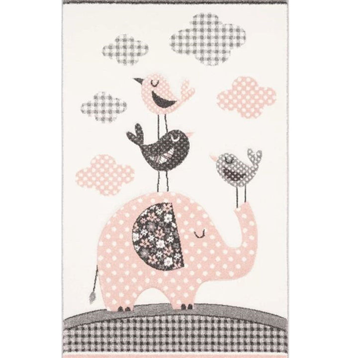Lisslune | Simple Children's Room Carpet Multicolored Cartoon Animal Area Rug Cotton Blend Pet Friendly Washable Rug