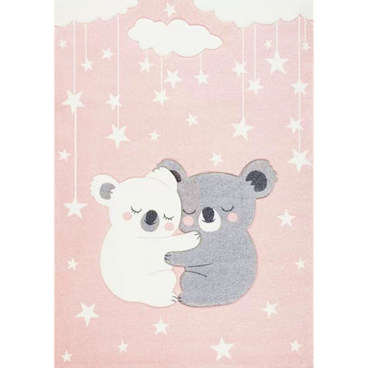 Lisslune | Simple Children's Room Carpet Multicolored Cartoon Animal Area Rug Cotton Blend Pet Friendly Washable Rug