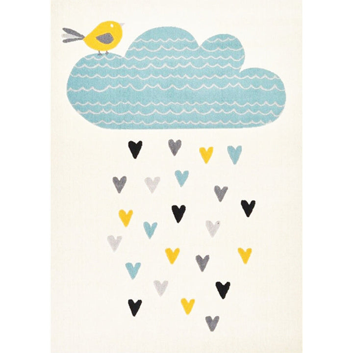Lisslune | Simple Children's Room Carpet Multicolored Cartoon Animal Area Rug Cotton Blend Pet Friendly Washable Rug