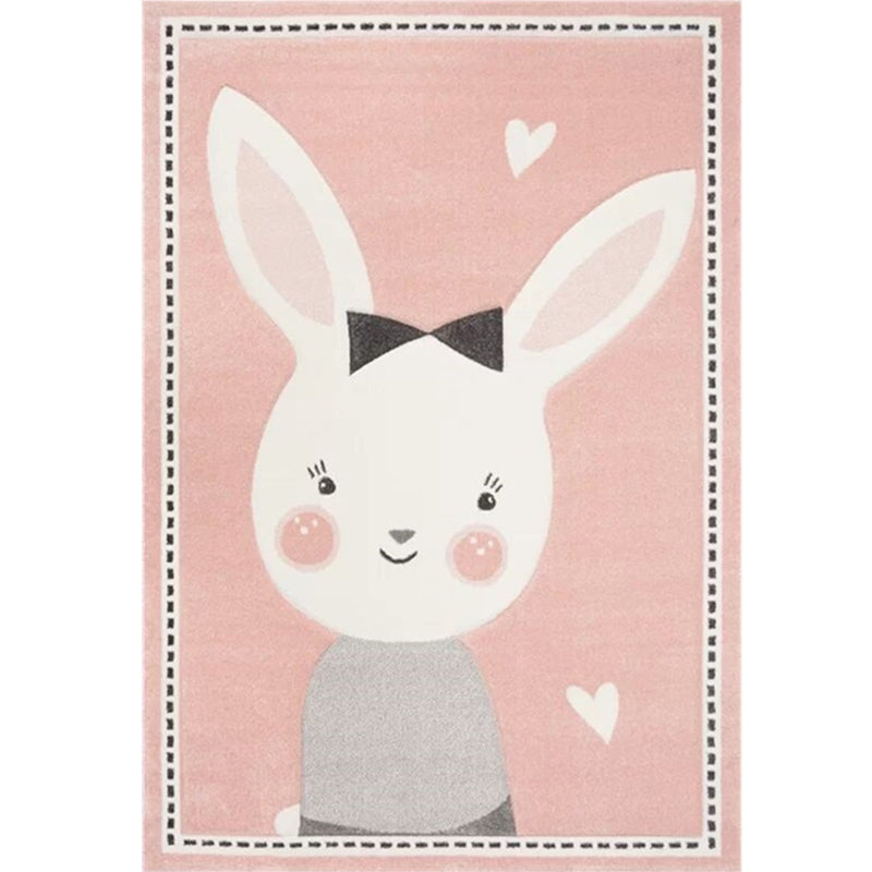 Lisslune | Simple Children's Room Carpet Multicolored Cartoon Animal Area Rug Cotton Blend Pet Friendly Washable Rug