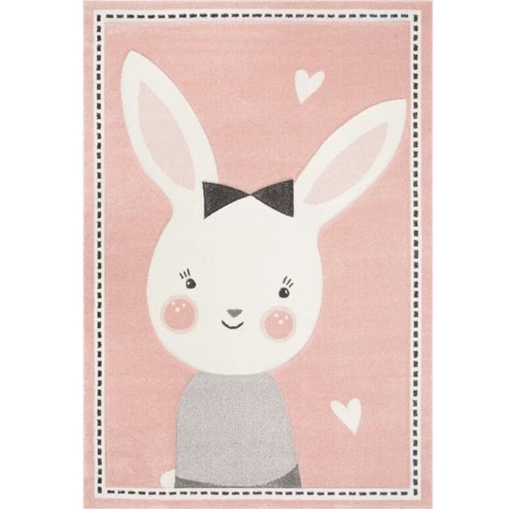 Lisslune | Simple Children's Room Carpet Multicolored Cartoon Animal Area Rug Cotton Blend Pet Friendly Washable Rug
