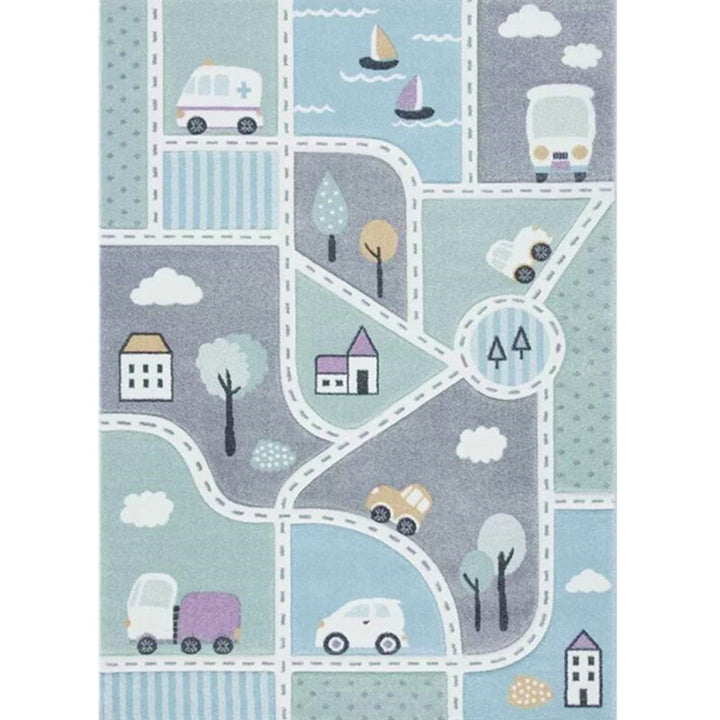 Lisslune | Simple Children's Room Carpet Multicolored Cartoon Animal Area Rug Cotton Blend Pet Friendly Washable Rug