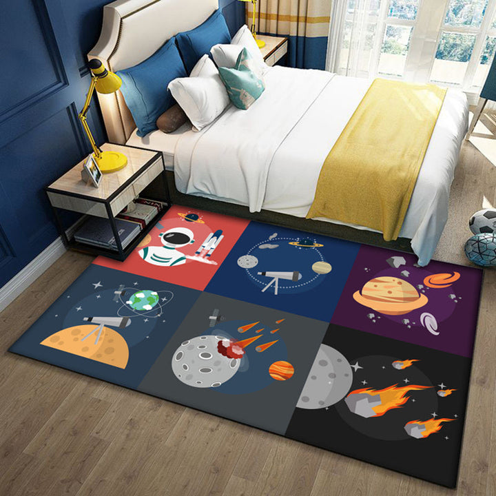 Lisslune | Multi-Color Children's Room Rug Cute Cartoon Animal Print Rug Polyester Pet-Friendly Easy Care Area Rug
