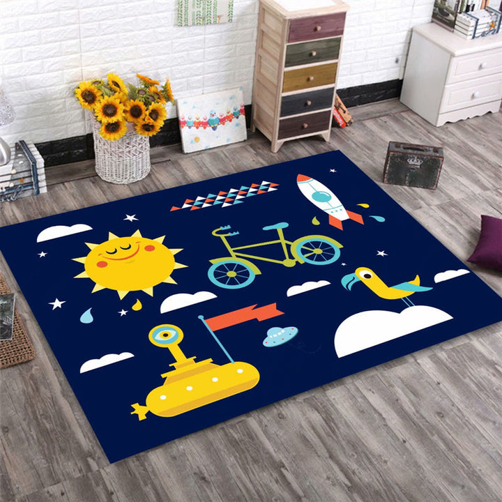 Lisslune | Multi-Color Children's Room Rug Cute Cartoon Animal Print Rug Polyester Pet-Friendly Easy Care Area Rug