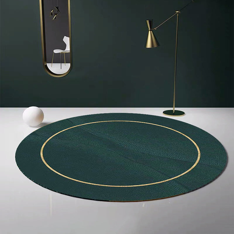 Lisslune | Dark green abstract printed rug Polyester trendy rug non-slip pet-friendly rug for the living room