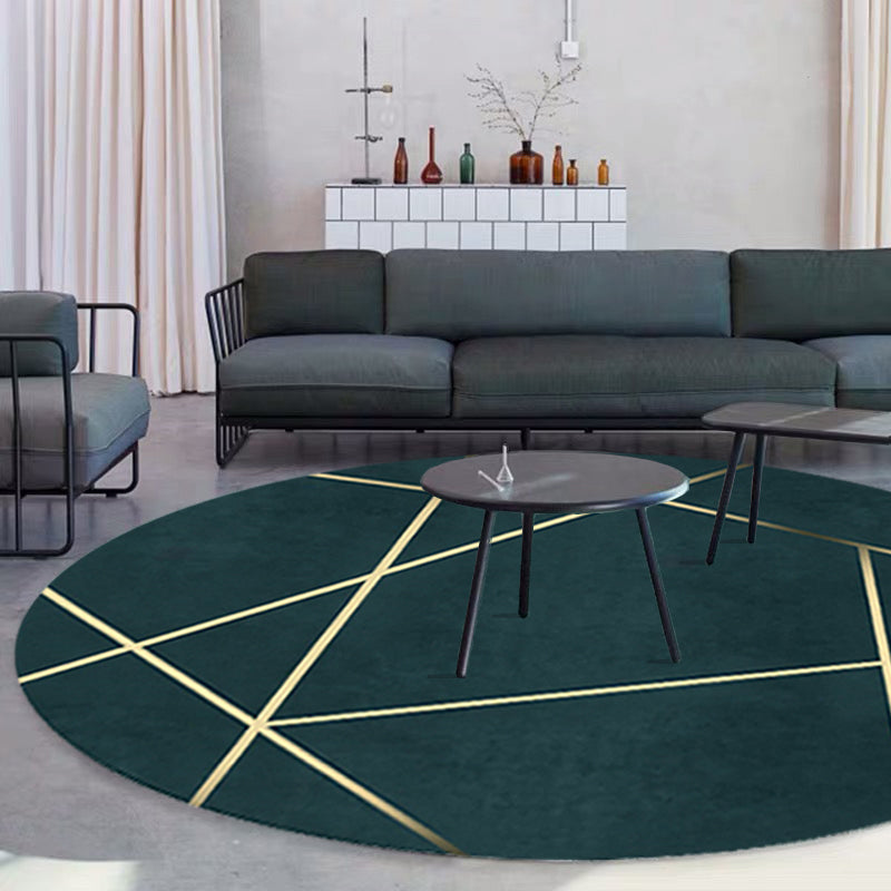 Lisslune | Dark green abstract printed rug Polyester trendy rug non-slip pet-friendly rug for the living room