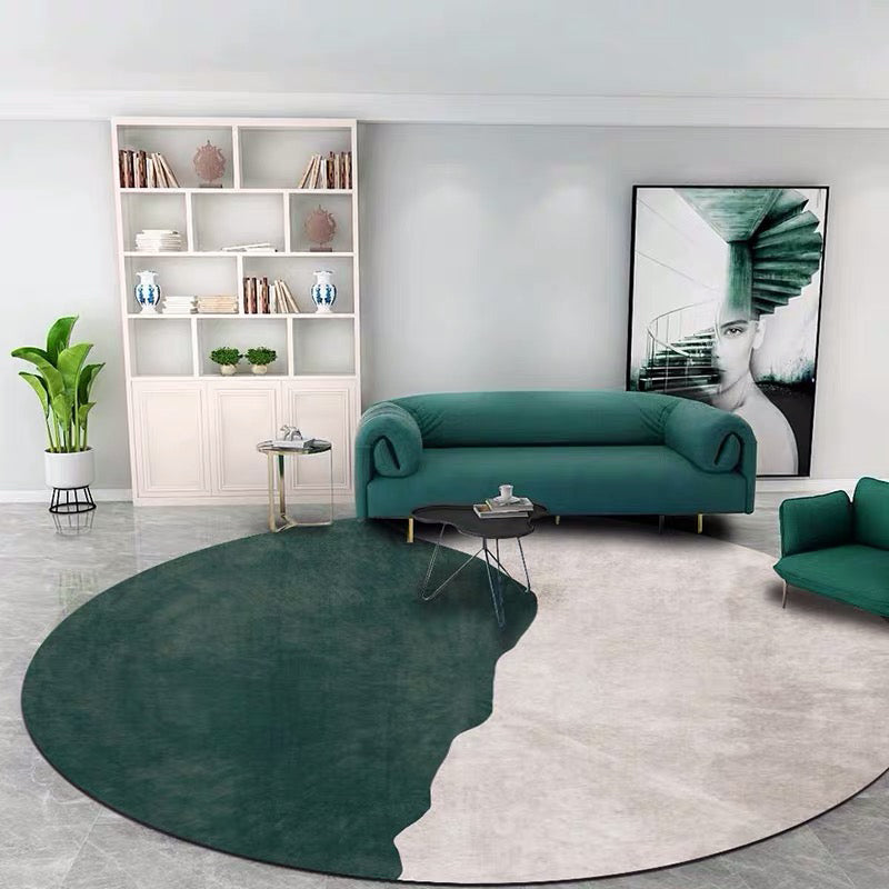 Lisslune | Dark green abstract printed rug Polyester trendy rug non-slip pet-friendly rug for the living room