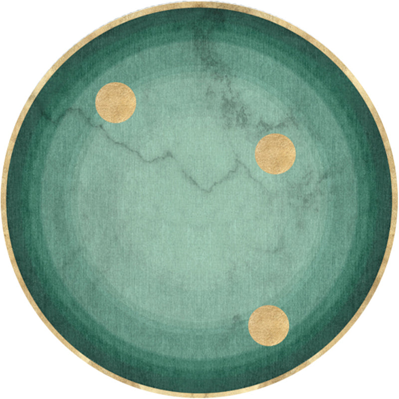 Lisslune | Dark green abstract printed rug Polyester trendy rug non-slip pet-friendly rug for the living room