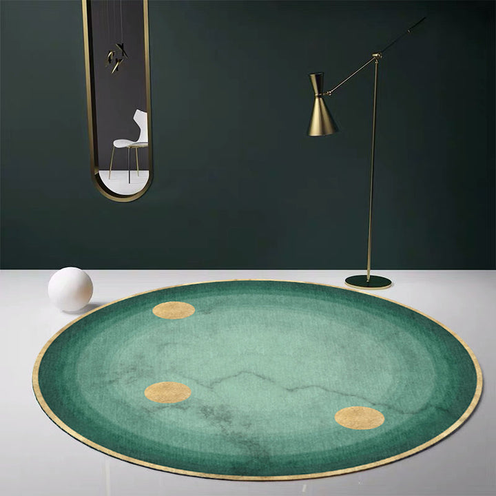 Lisslune | Dark green abstract printed rug Polyester trendy rug non-slip pet-friendly rug for the living room