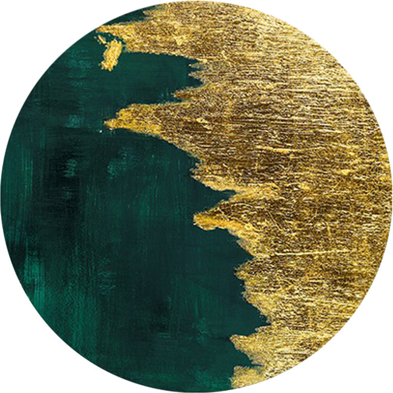 Lisslune | Dark green abstract printed rug Polyester trendy rug non-slip pet-friendly rug for the living room