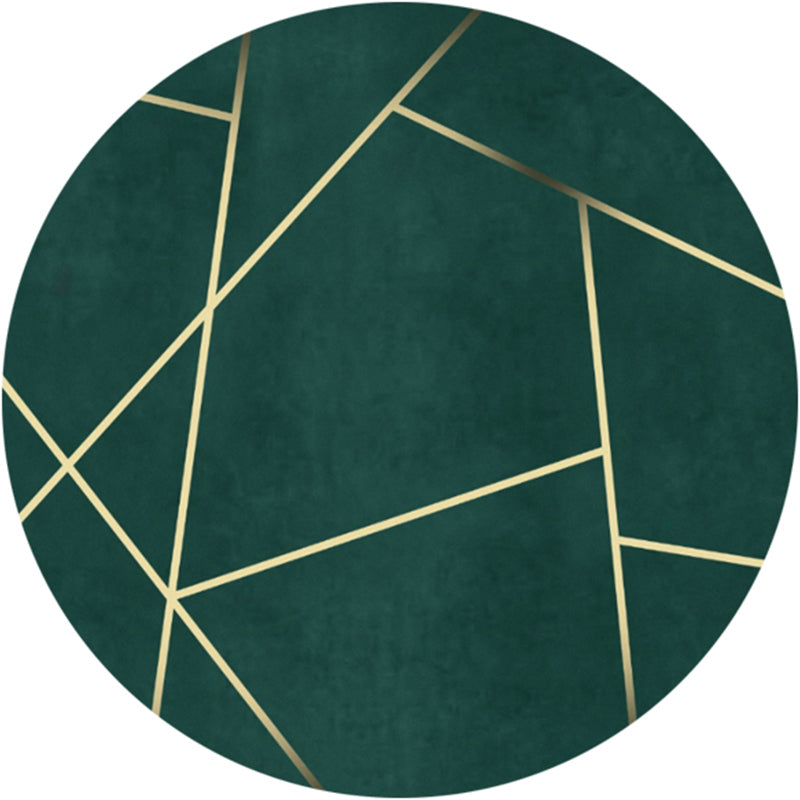 Lisslune | Dark green abstract printed rug Polyester trendy rug non-slip pet-friendly rug for the living room