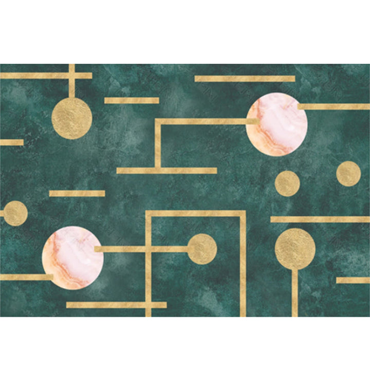 Lisslune | Novelty Geometric Pattern Rug Green Polypropylene Rug Stain Resistant Non-Slip Rug for Room Decor
