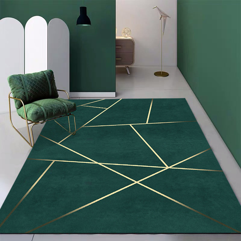 Lisslune | Novelty Geometric Pattern Rug Green Polypropylene Rug Stain Resistant Non-Slip Rug for Room Decor