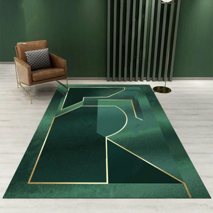 Lisslune | Novelty Geometric Pattern Rug Green Polypropylene Rug Stain Resistant Non-Slip Rug for Room Decor