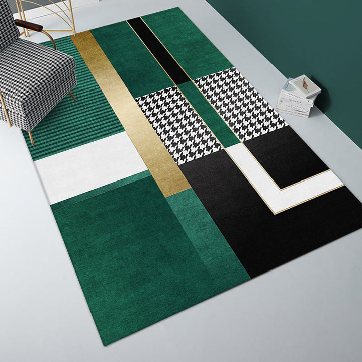 Lisslune | Multi-Color Bedroom Rug Nordic Geometric Printed Rug Cotton Blend Non-Slip Backing Easy Care Rug