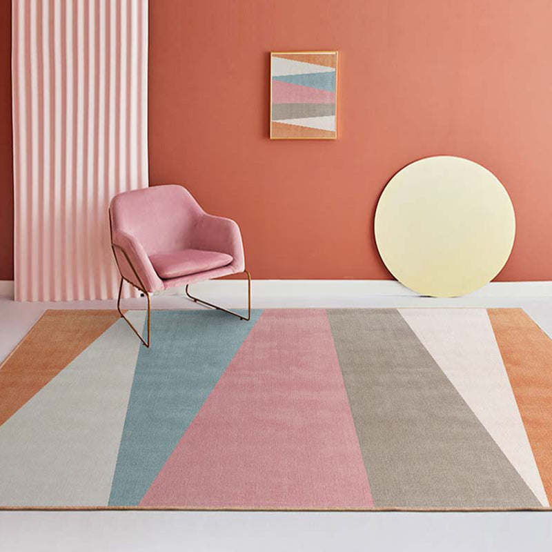 Lisslune | Multi-Color Bedroom Rug Nordic Geometric Printed Rug Cotton Blend Non-Slip Backing Easy Care Rug