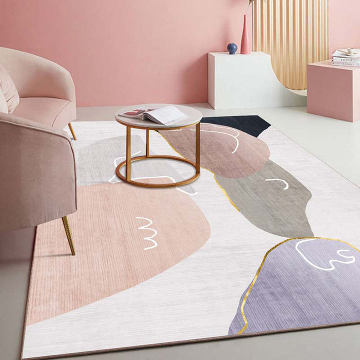 Lisslune | Multi-Color Bedroom Rug Nordic Geometric Printed Rug Cotton Blend Non-Slip Backing Easy Care Rug