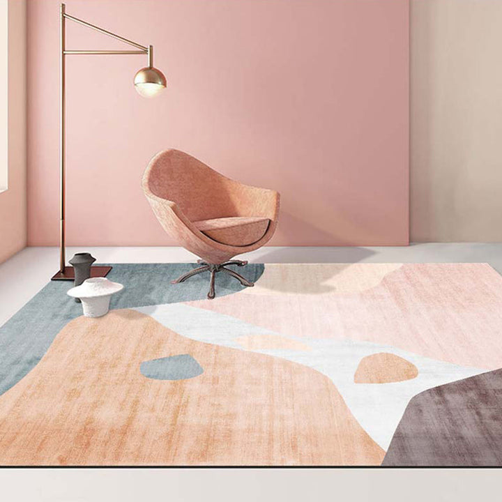 Lisslune | Multi-Color Bedroom Rug Nordic Geometric Printed Rug Cotton Blend Non-Slip Backing Easy Care Rug