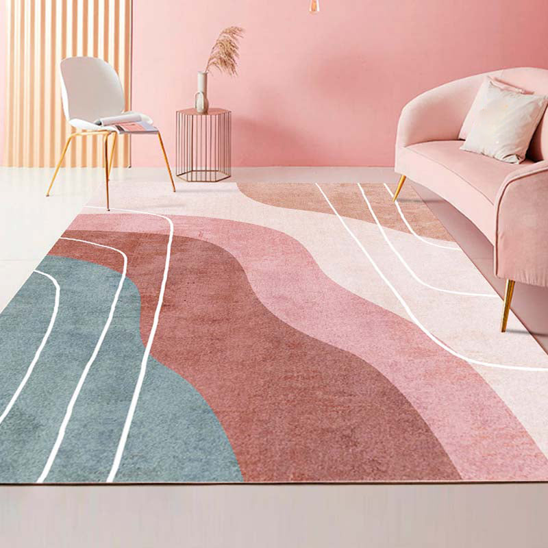 Lisslune | Multi-Color Bedroom Rug Nordic Geometric Printed Rug Cotton Blend Non-Slip Backing Easy Care Rug