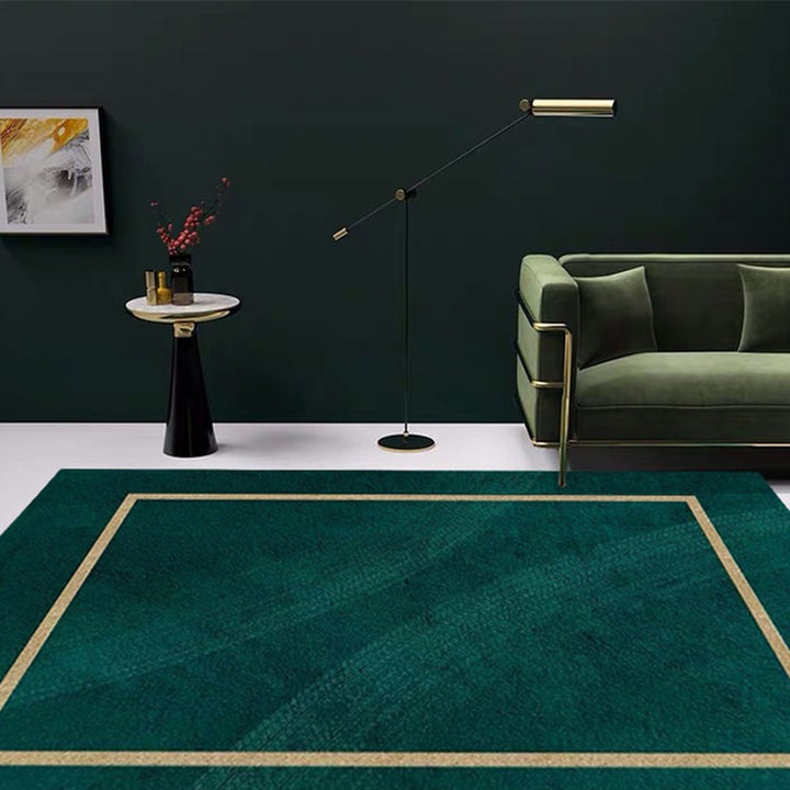Lisslune | Blackgreen Living Room Carpet Trendy Geometric Pattern Area Carpet Cotton Blend Pet Friendly Carpet