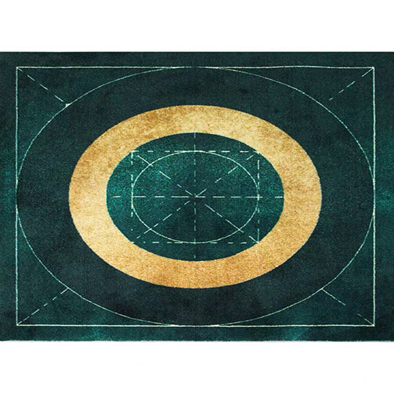 Lisslune | Blackgreen Living Room Carpet Trendy Geometric Pattern Area Carpet Cotton Blend Pet Friendly Carpet