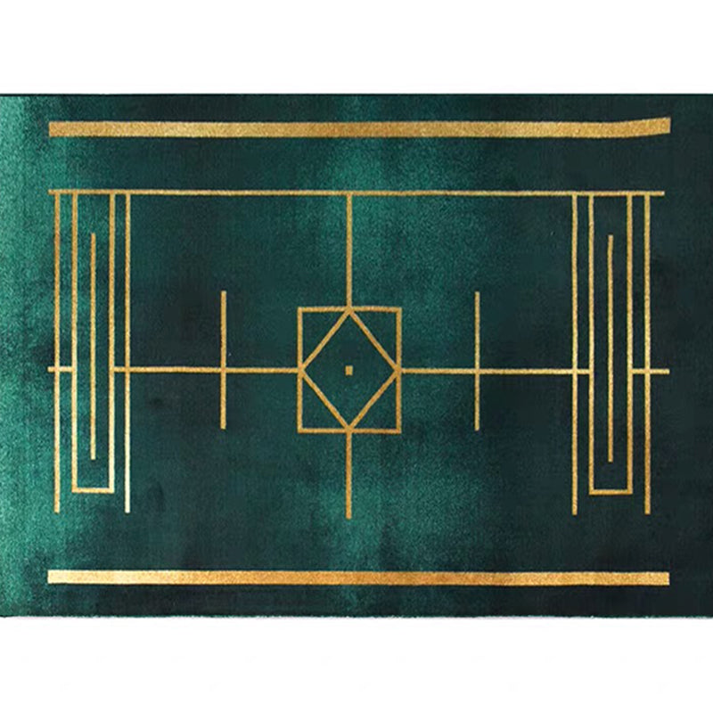 Lisslune | Blackgreen Living Room Carpet Trendy Geometric Pattern Area Carpet Cotton Blend Pet Friendly Carpet