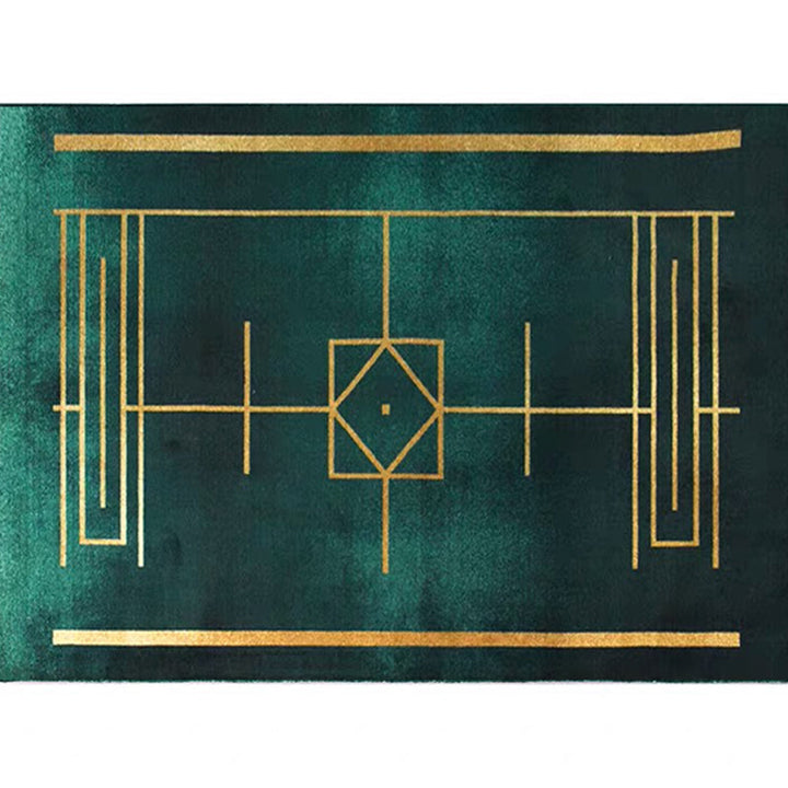 Lisslune | Blackgreen Living Room Carpet Trendy Geometric Pattern Area Carpet Cotton Blend Pet Friendly Carpet