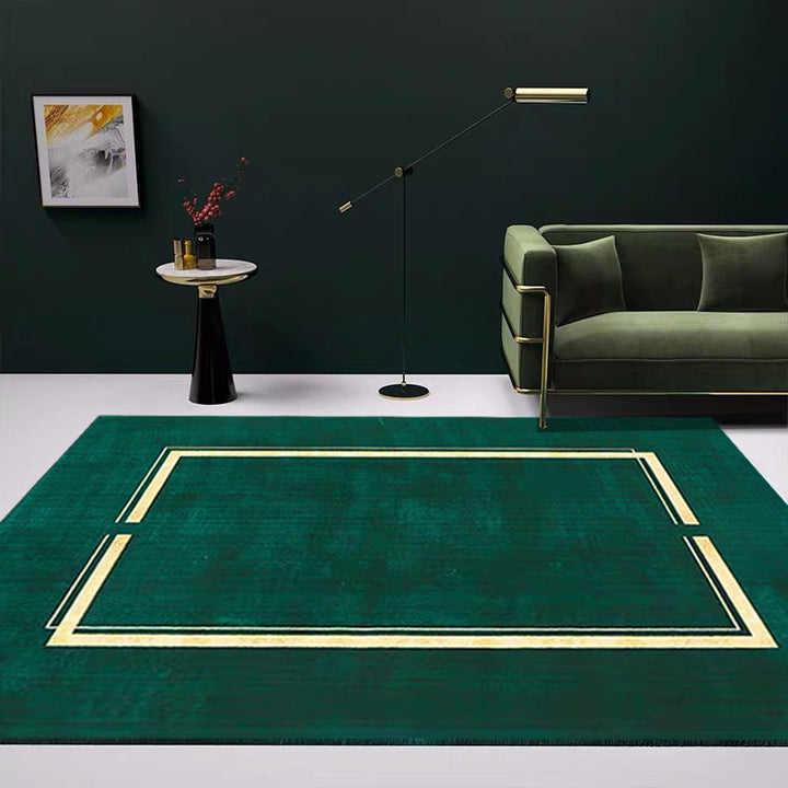 Lisslune | Blackgreen Living Room Carpet Trendy Geometric Pattern Area Carpet Cotton Blend Pet Friendly Carpet