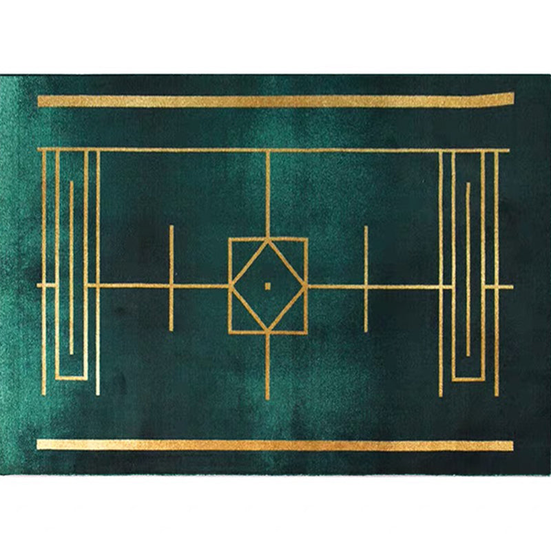 Lisslune | Blackgreen Living Room Carpet Trendy Geometric Pattern Area Carpet Cotton Blend Pet Friendly Carpet