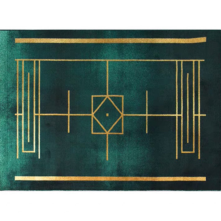 Lisslune | Blackgreen Living Room Carpet Trendy Geometric Pattern Area Carpet Cotton Blend Pet Friendly Carpet
