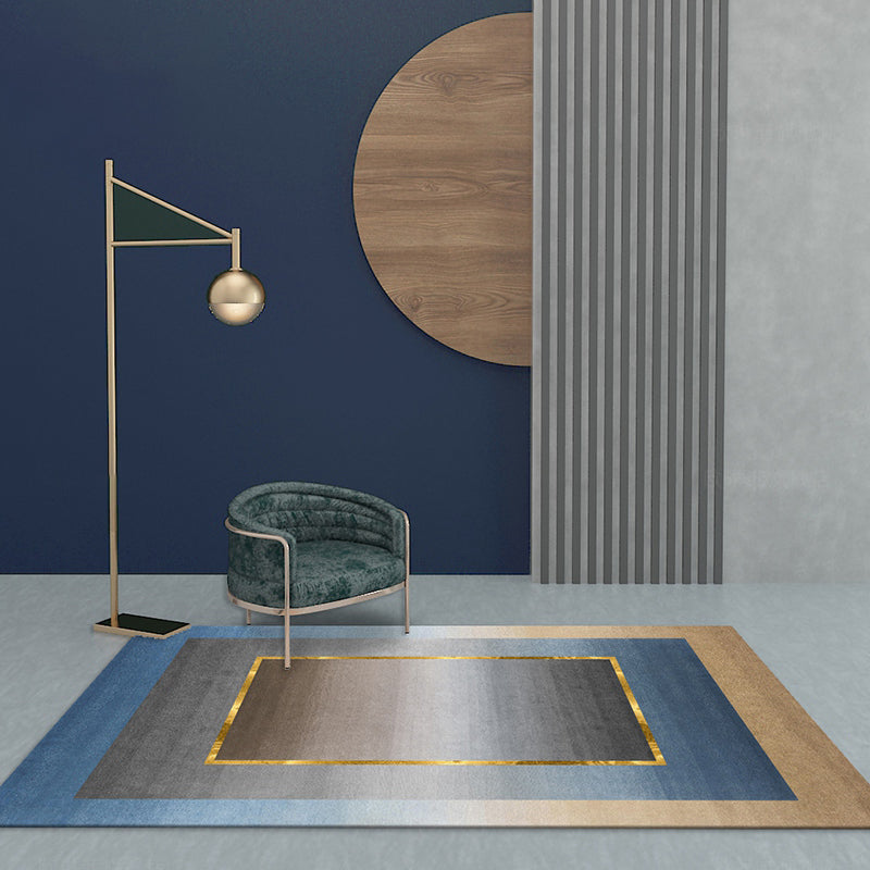 Lisslune | Nordic Geo patterned rug Gray Blue Polypropylene rug with non-slip backing Easy-care rug for room decoration
