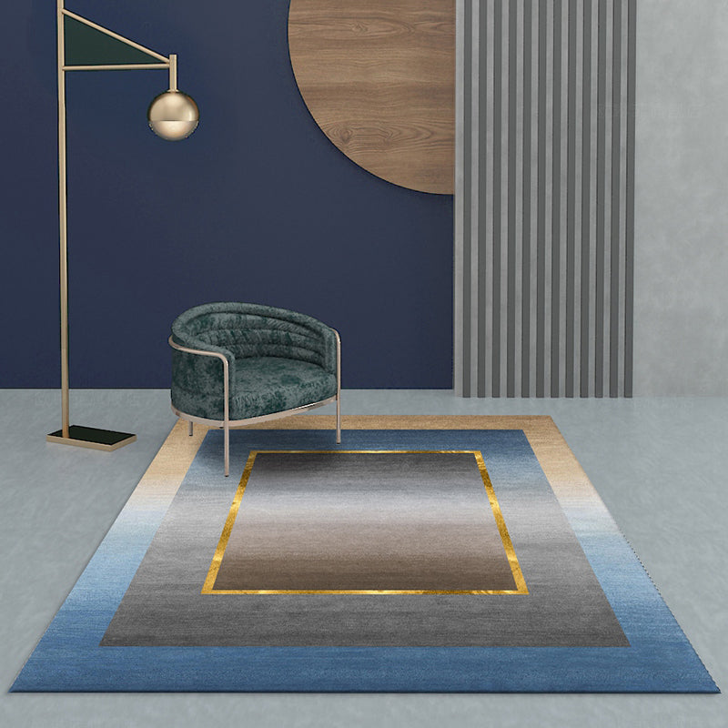 Lisslune | Nordic Geo patterned rug Gray Blue Polypropylene rug with non-slip backing Easy-care rug for room decoration