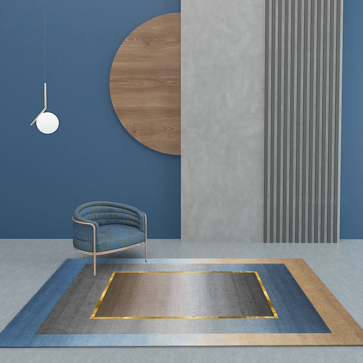 Lisslune | Nordic Geo patterned rug Gray Blue Polypropylene rug with non-slip backing Easy-care rug for room decoration