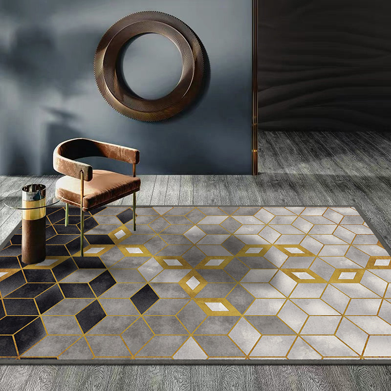 Lisslune | Unique geometric patterned rug Multicolor cotton blend rug Non-slip backing Easy-care area rug for the bedroom