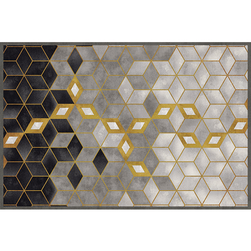 Lisslune | Unique geometric patterned rug Multicolor cotton blend rug Non-slip backing Easy-care area rug for the bedroom