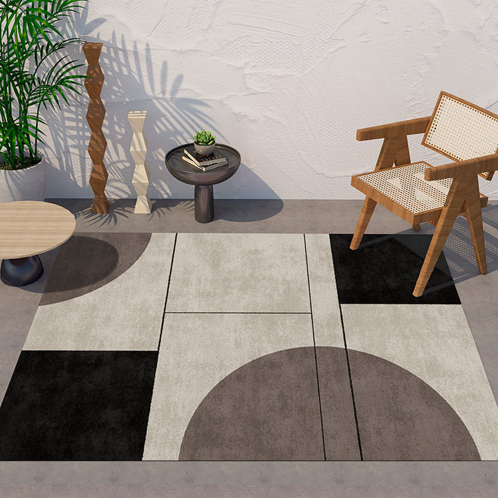 Lisslune | Unique geometric patterned rug Multicolor cotton blend rug Non-slip backing Easy-care area rug for the bedroom