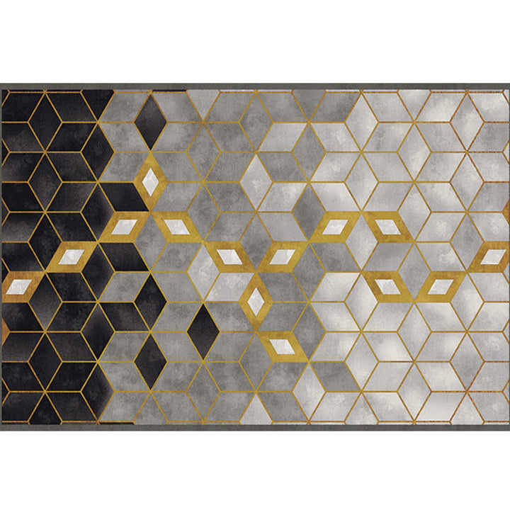 Lisslune | Unique geometric patterned rug Multicolor cotton blend rug Non-slip backing Easy-care area rug for the bedroom