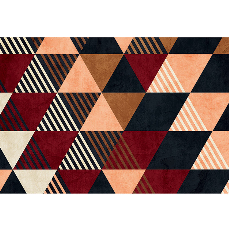 Lisslune | Unique geometric patterned rug Multicolor cotton blend rug Non-slip backing Easy-care area rug for the bedroom
