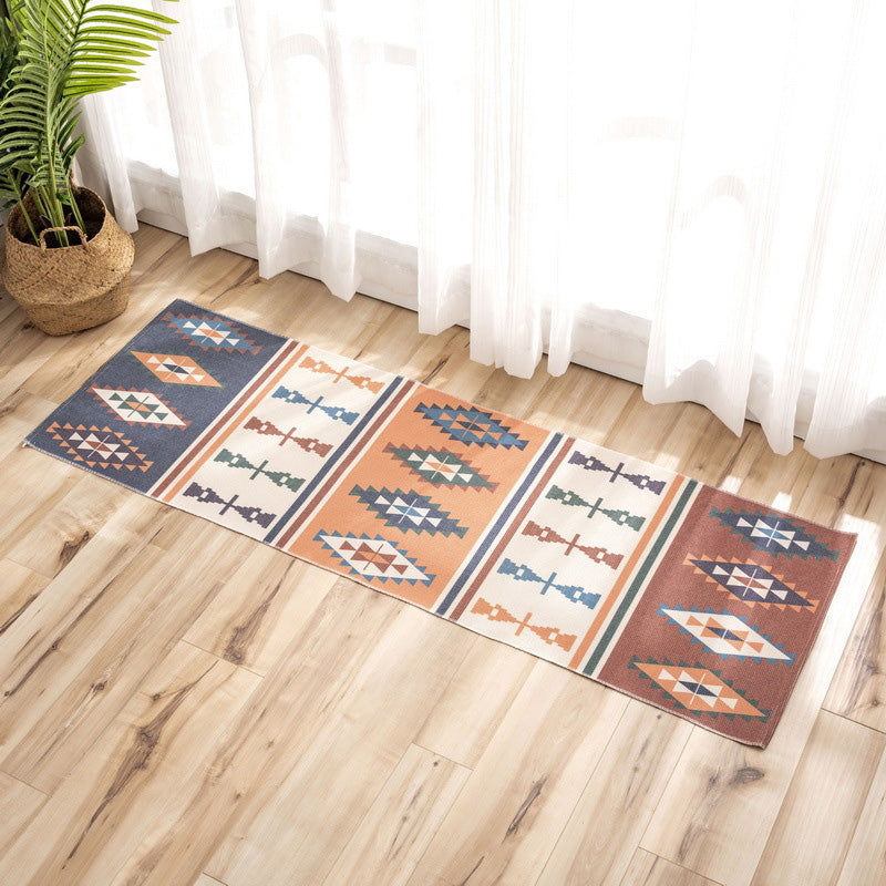 Lisslune | Nostalgia Tribal Pattern Rug Multicolored Synthetic Area Rug Pet-Friendly Easy Care Rug with Fringes for Bedroom
