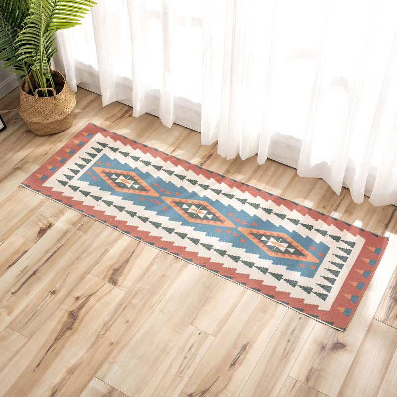 Lisslune | Nostalgia Tribal Pattern Rug Multicolored Synthetic Area Rug Pet-Friendly Easy Care Rug with Fringes for Bedroom