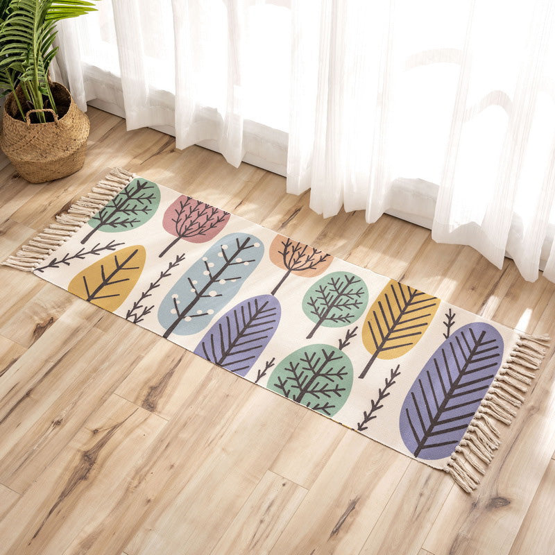 Lisslune | Nostalgia Tribal Pattern Rug Multicolored Synthetic Area Rug Pet-Friendly Easy Care Rug with Fringes for Bedroom