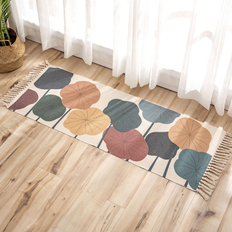 Lisslune | Nostalgia Tribal Pattern Rug Multicolored Synthetic Area Rug Pet-Friendly Easy Care Rug with Fringes for Bedroom