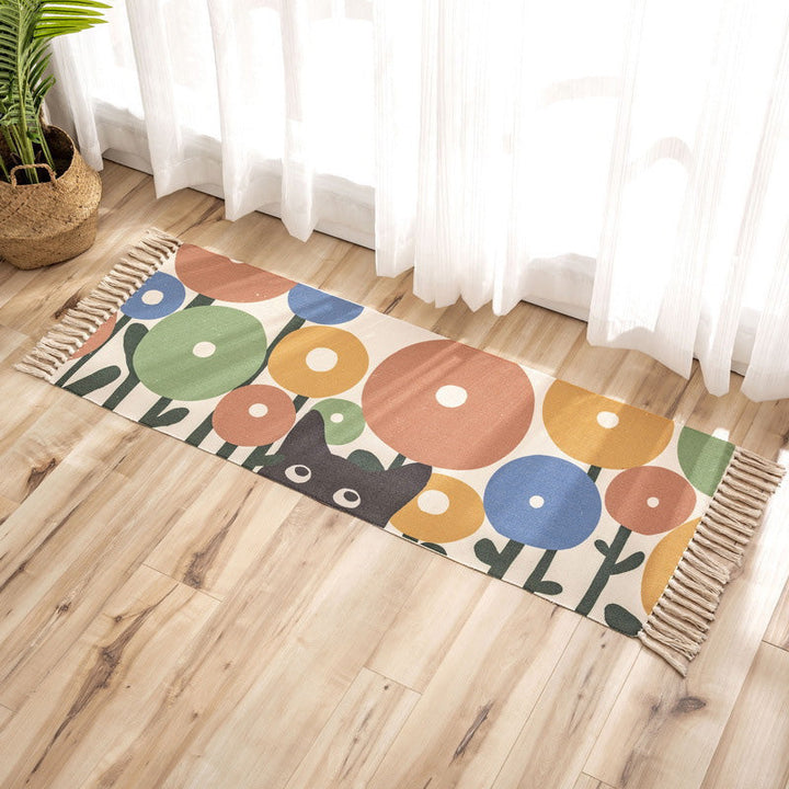 Lisslune | Nostalgia Tribal Pattern Rug Multicolored Synthetic Area Rug Pet-Friendly Easy Care Rug with Fringes for Bedroom