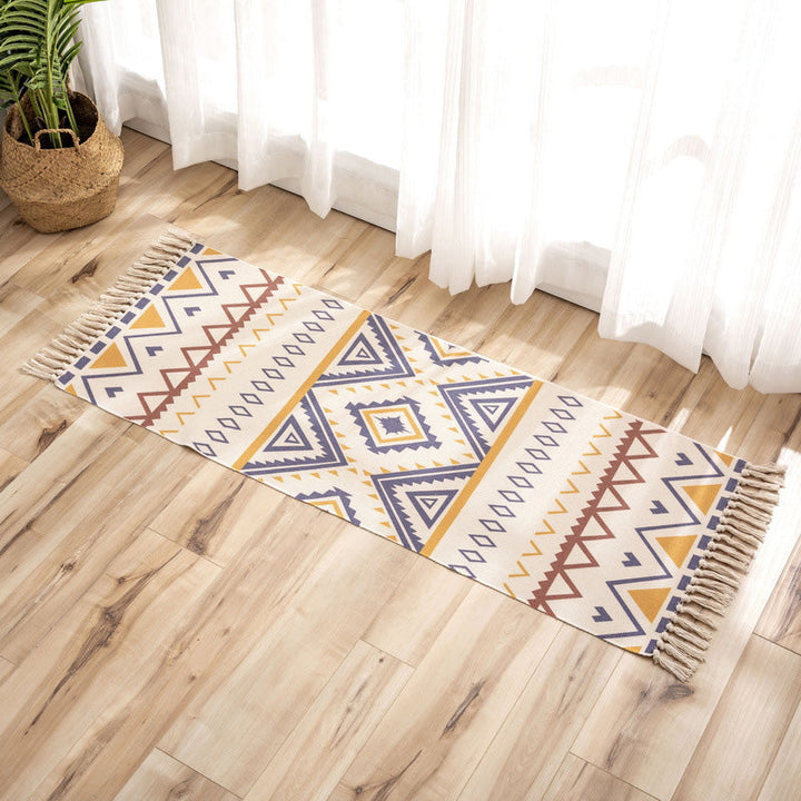 Lisslune | Nostalgia Tribal Pattern Rug Multicolored Synthetic Area Rug Pet-Friendly Easy Care Rug with Fringes for Bedroom