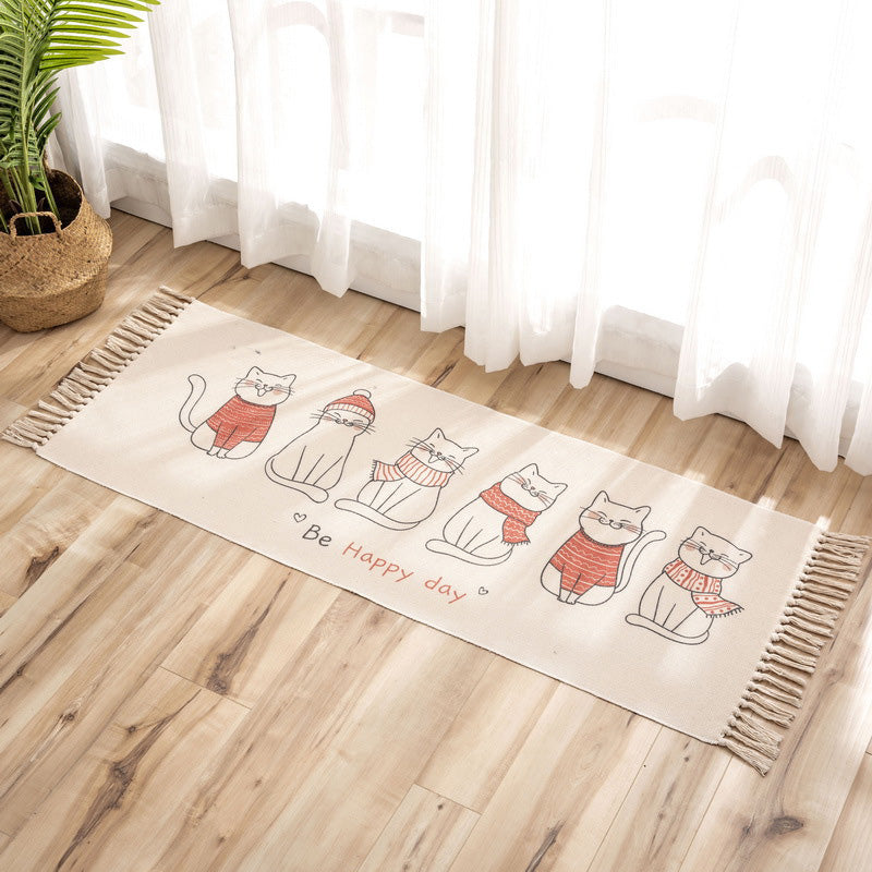 Lisslune | Nostalgia Tribal Pattern Rug Multicolored Synthetic Area Rug Pet-Friendly Easy Care Rug with Fringes for Bedroom