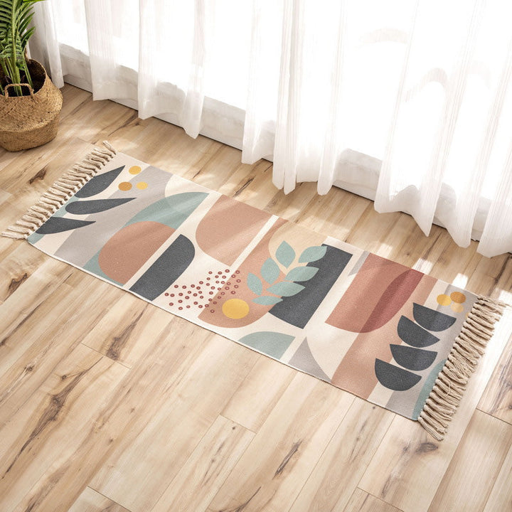 Lisslune | Nostalgia Tribal Pattern Rug Multicolored Synthetic Area Rug Pet-Friendly Easy Care Rug with Fringes for Bedroom