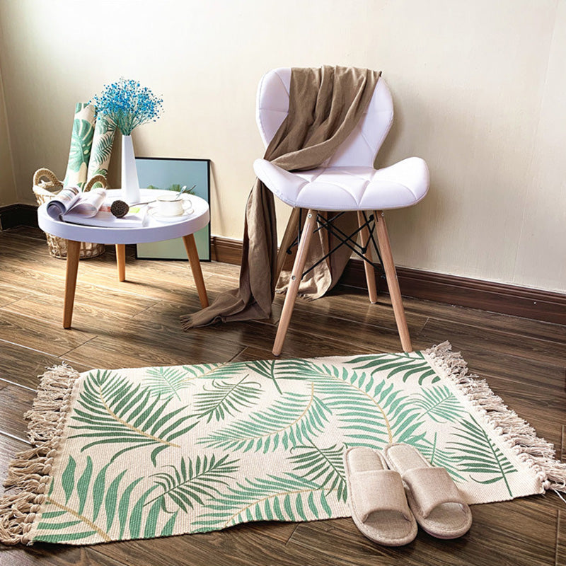 Lisslune | Western Bedroom Rug Multicolored Tribal Geo Rug Cotton Blend Easy Care Washable Area Rug with Fringe