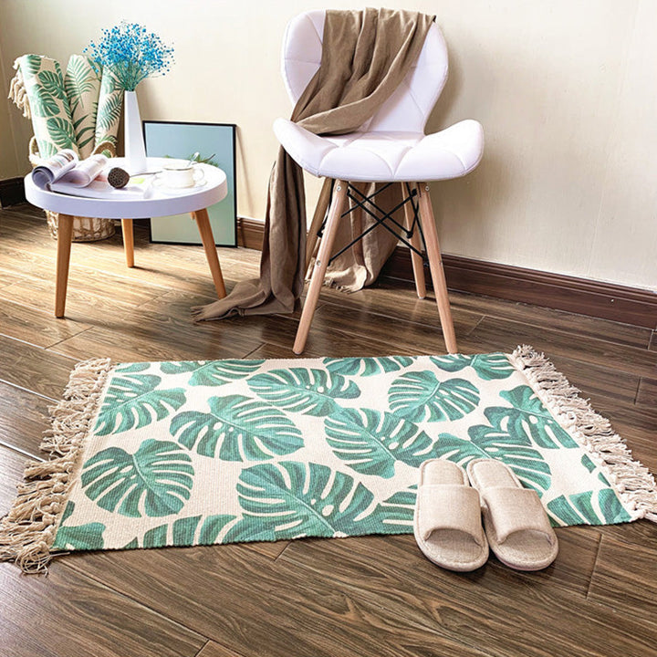 Lisslune | Western Bedroom Rug Multicolored Tribal Geo Rug Cotton Blend Easy Care Washable Area Rug with Fringe
