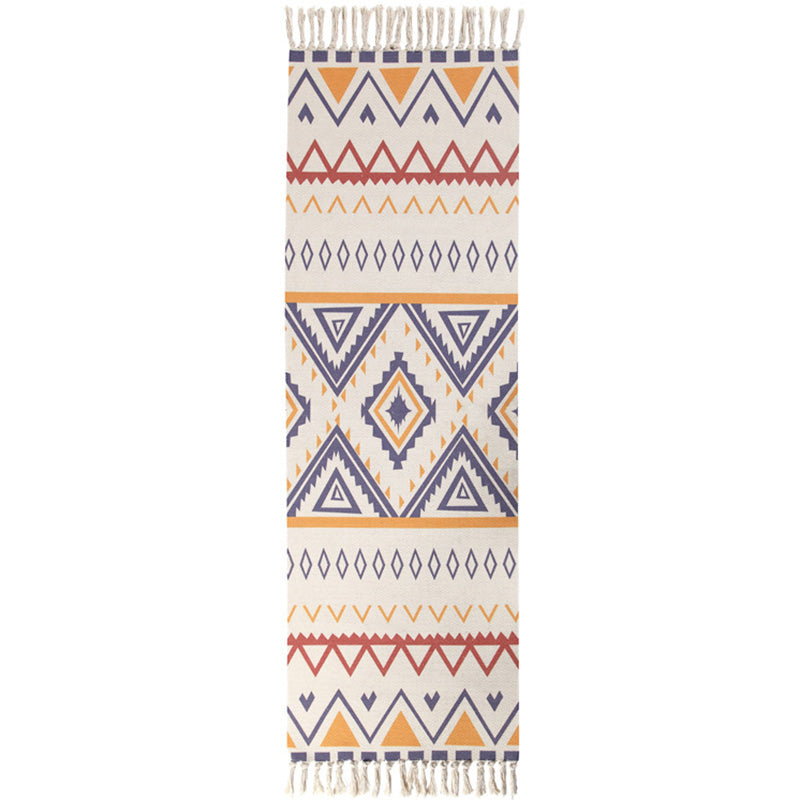 Lisslune | Americana Bedroom Rug Multicolored geometric print area rug machine washable easy care with fringes