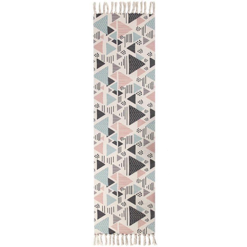Lisslune | Americana Bedroom Rug Multicolored geometric print area rug machine washable easy care with fringes